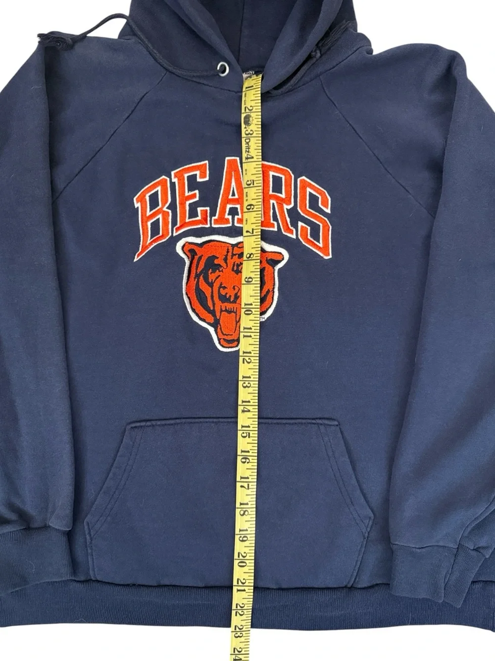 VTG 90s Champion Chicago Bears Hoodie Boys XL NFL Embroidered Navy Blue Orange
